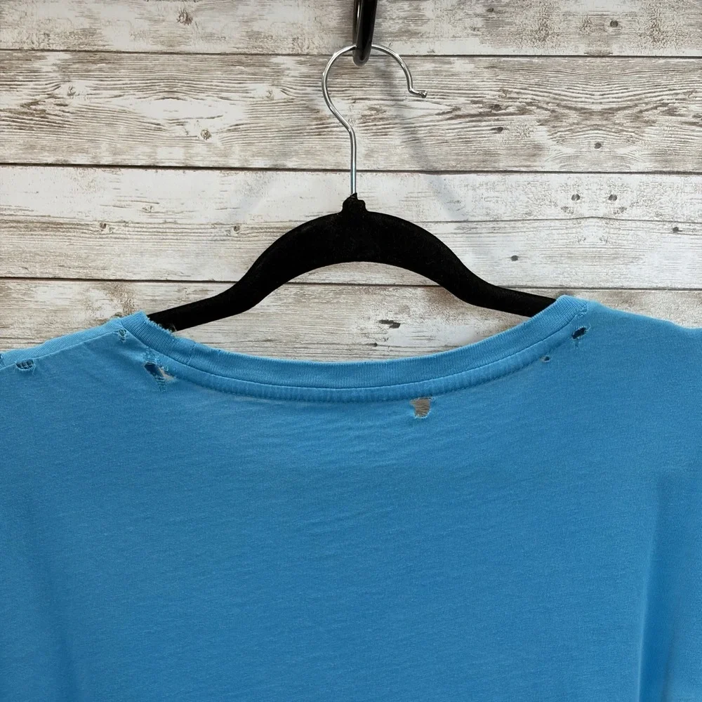 Vintage Polo Ralph Lauren Mens XL T-Shirt DISTRESSED Blue Grunge Y2K 100% Cotton